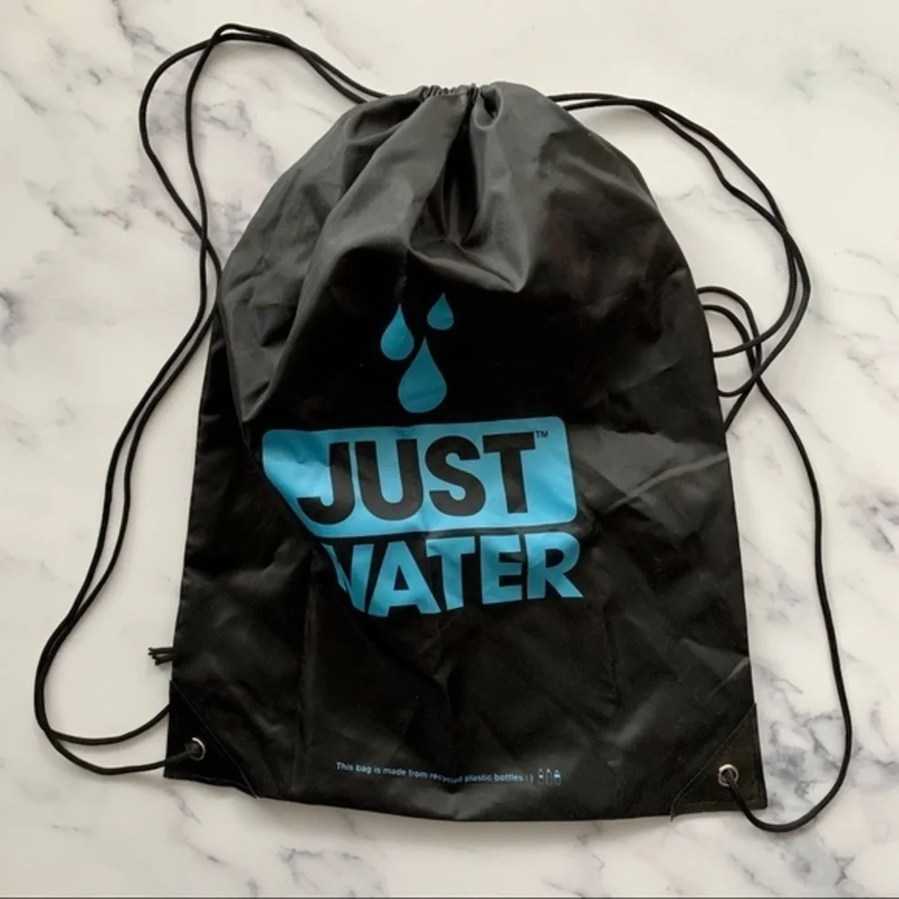 Just Water Black Cinch Sack Backpack Pool Camp Gym